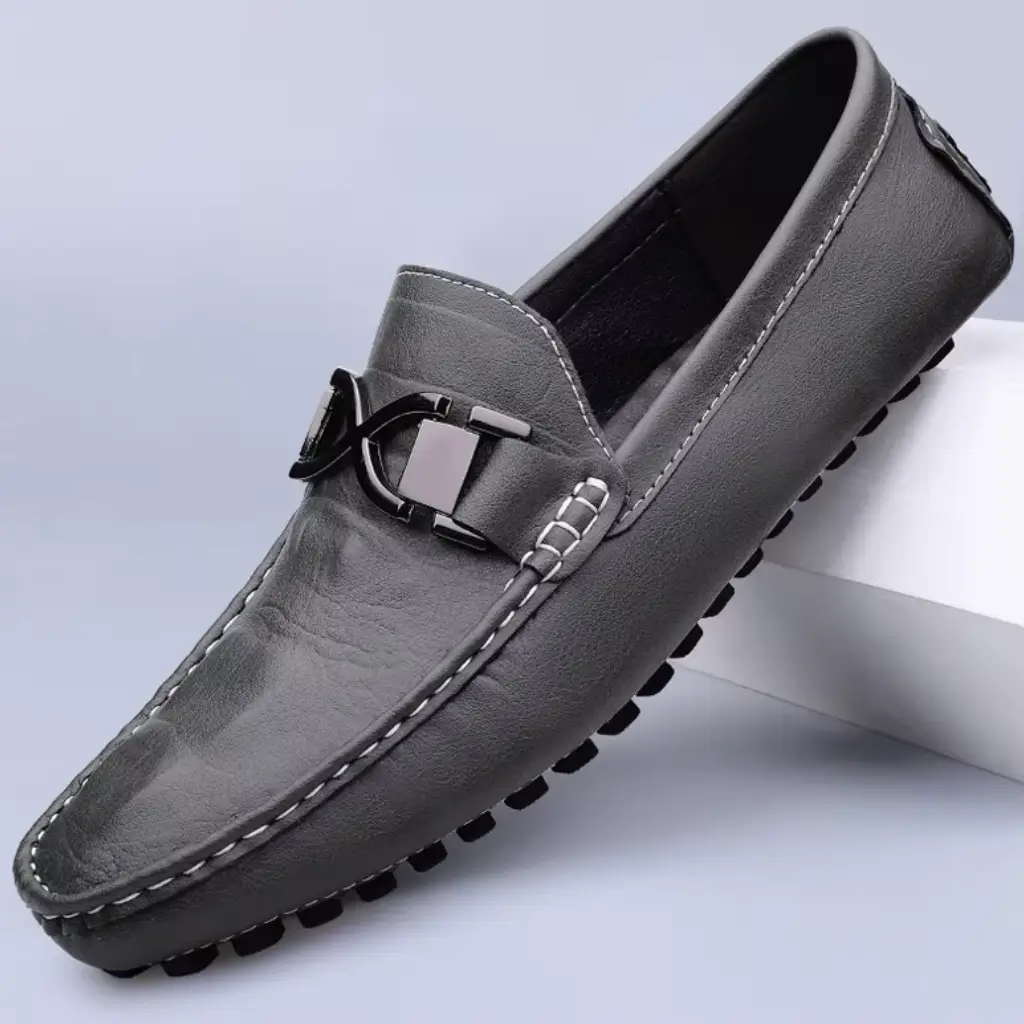 mocassim sapato masculino cinza